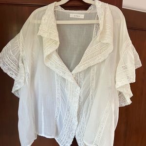 DOEN white lace button down blouse